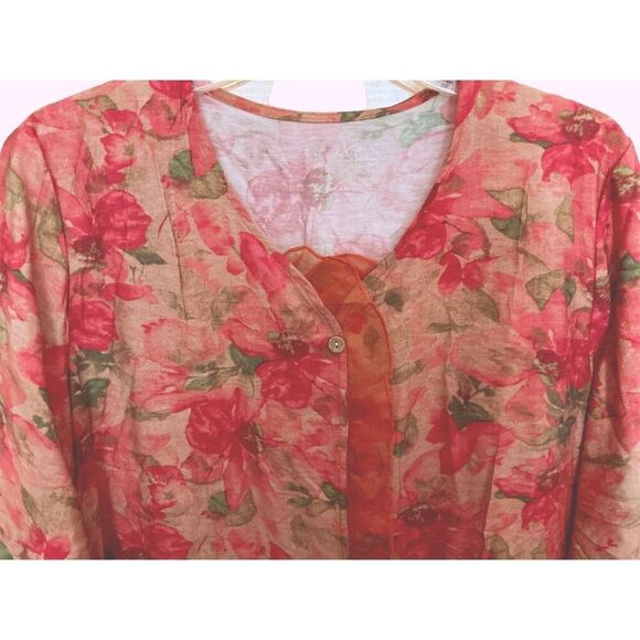Elbow Length Fall Blouse w Lace Edges XL - Picture 3 of 5